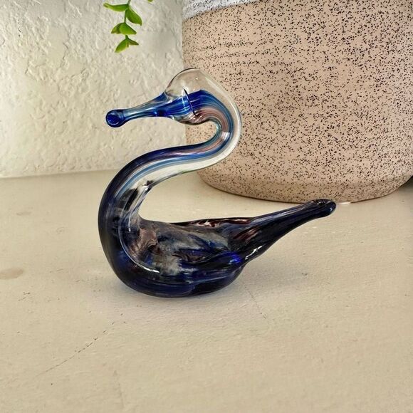 Blue swan glass Murano style figurine - Picture 8 of 10